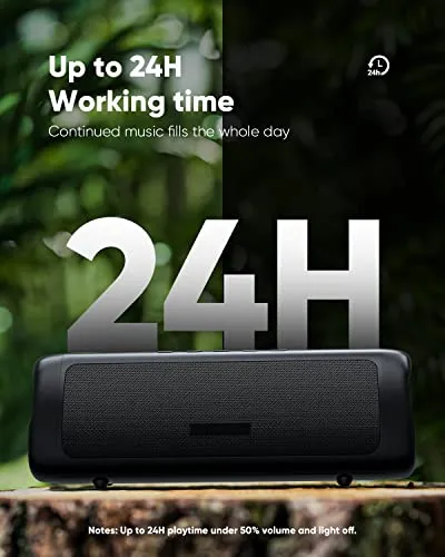 Bluetooth Speaker with HD Sound, Portable Wireless, IPX5 Waterproof, Up to 24H Playtime, TWS Pairing, BT5.3, for Home/Party/Outdoor/Beach, Electronic Gadgets, Birthday Gift (Black)