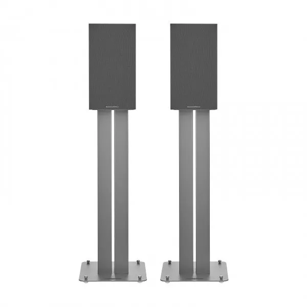 Bowers & Wilkins 607 S3 Bookshelf Speakers White with FS-600 S3 Silver Stands