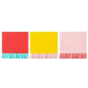 Bright Multi-colored Fringed Cocktail Napkins