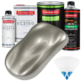 Bright Silver Metallic - LOW VOC Urethane Basecoat with European Clearcoat Auto Paint - Complete Quart Paint Color Kit - Automotive Coating