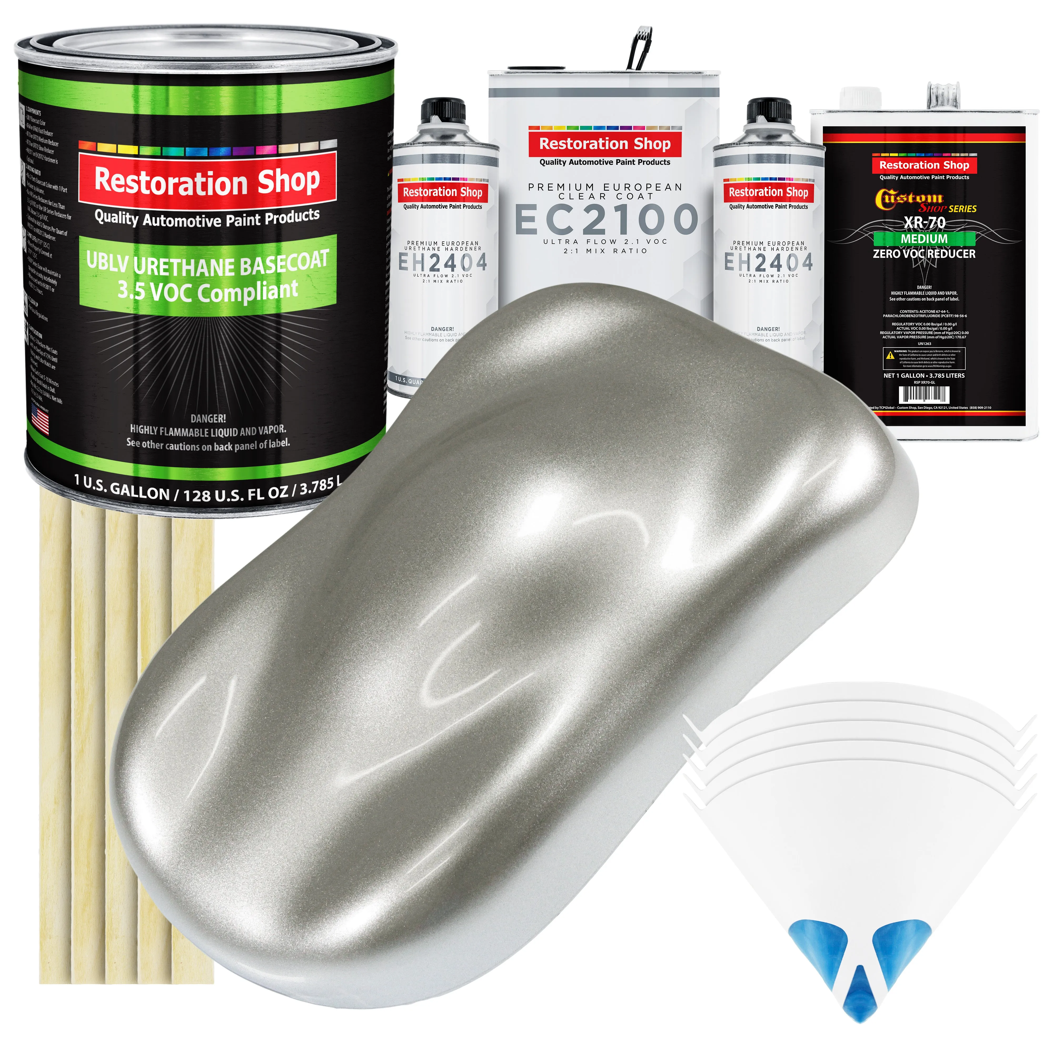 Brilliant Silver Firemist - LOW VOC Urethane Basecoat with European Clearcoat Auto Paint - Complete Gallon Paint Color Kit - Automotive Coating