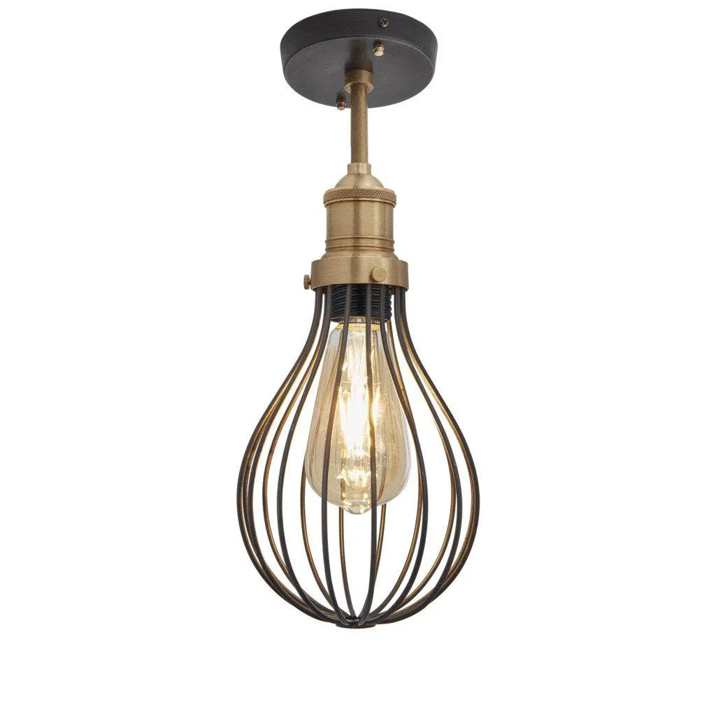 Brooklyn Balloon Cage Flush Mount - 6 Inch - Pewter - Industville