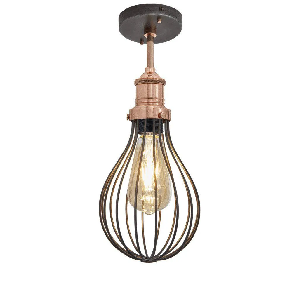 Brooklyn Balloon Cage Flush Mount - 6 Inch - Pewter - Industville