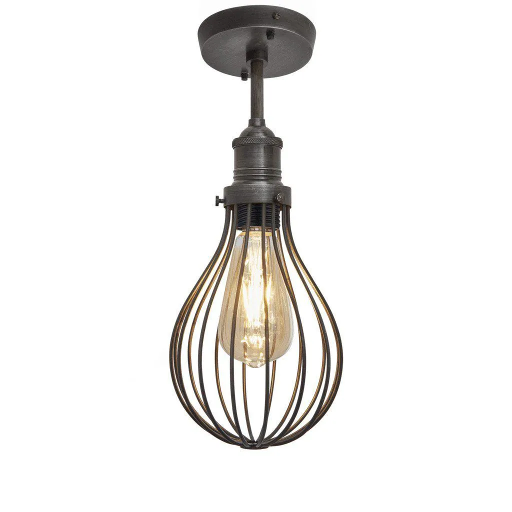 Brooklyn Balloon Cage Flush Mount - 6 Inch - Pewter - Industville