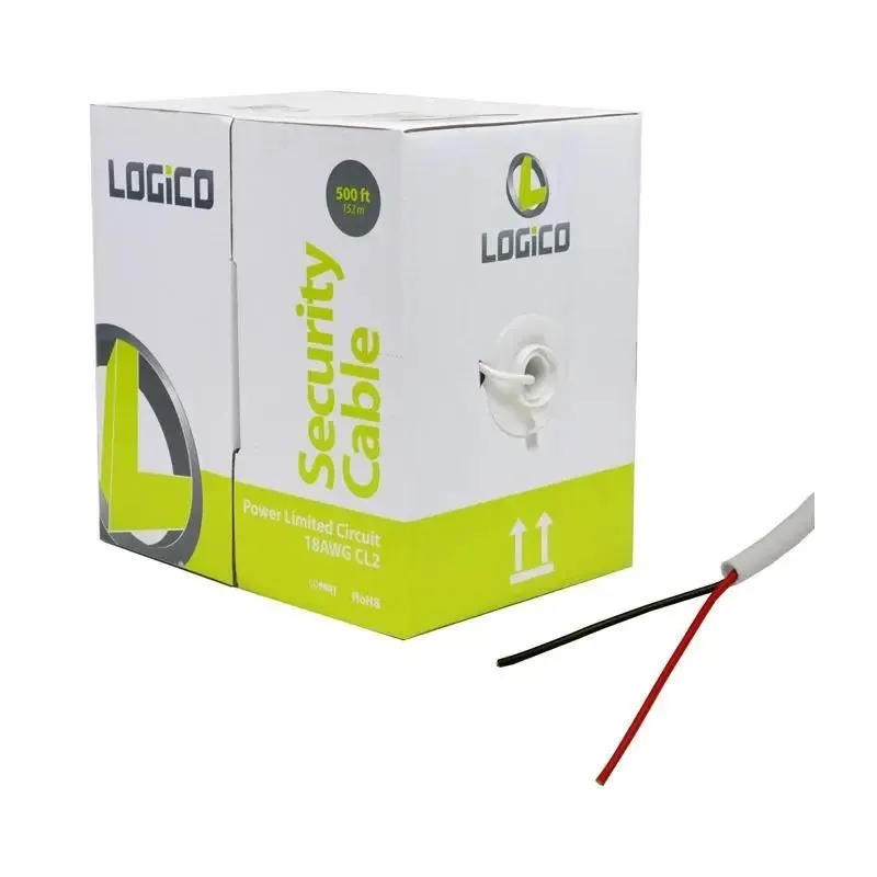 Burglar Alarm 18/2 AWG 500' Stranded White Speaker CL2 Security Cable