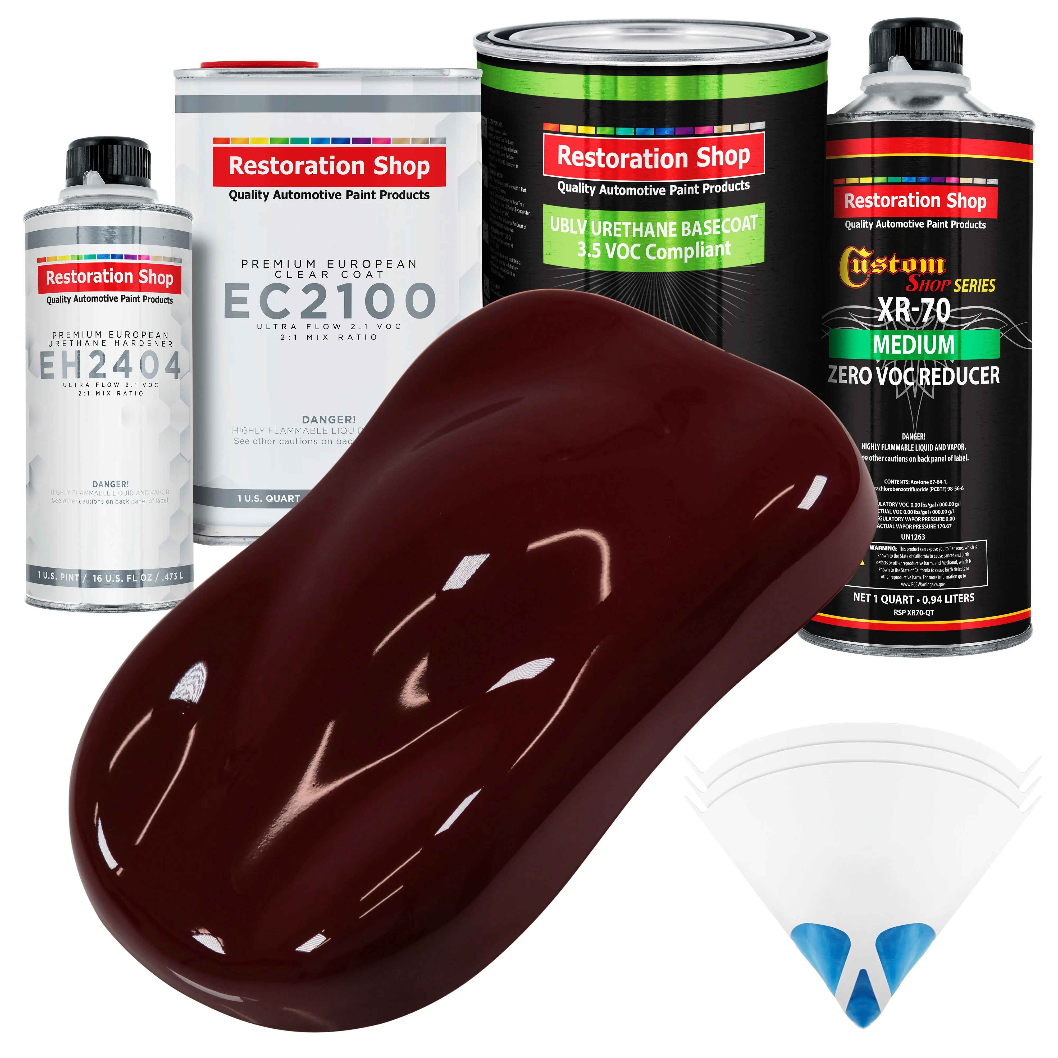 Burgundy - LOW VOC Urethane Basecoat with European Clearcoat Auto Paint - Complete Quart Paint Color Kit - Automotive Coating