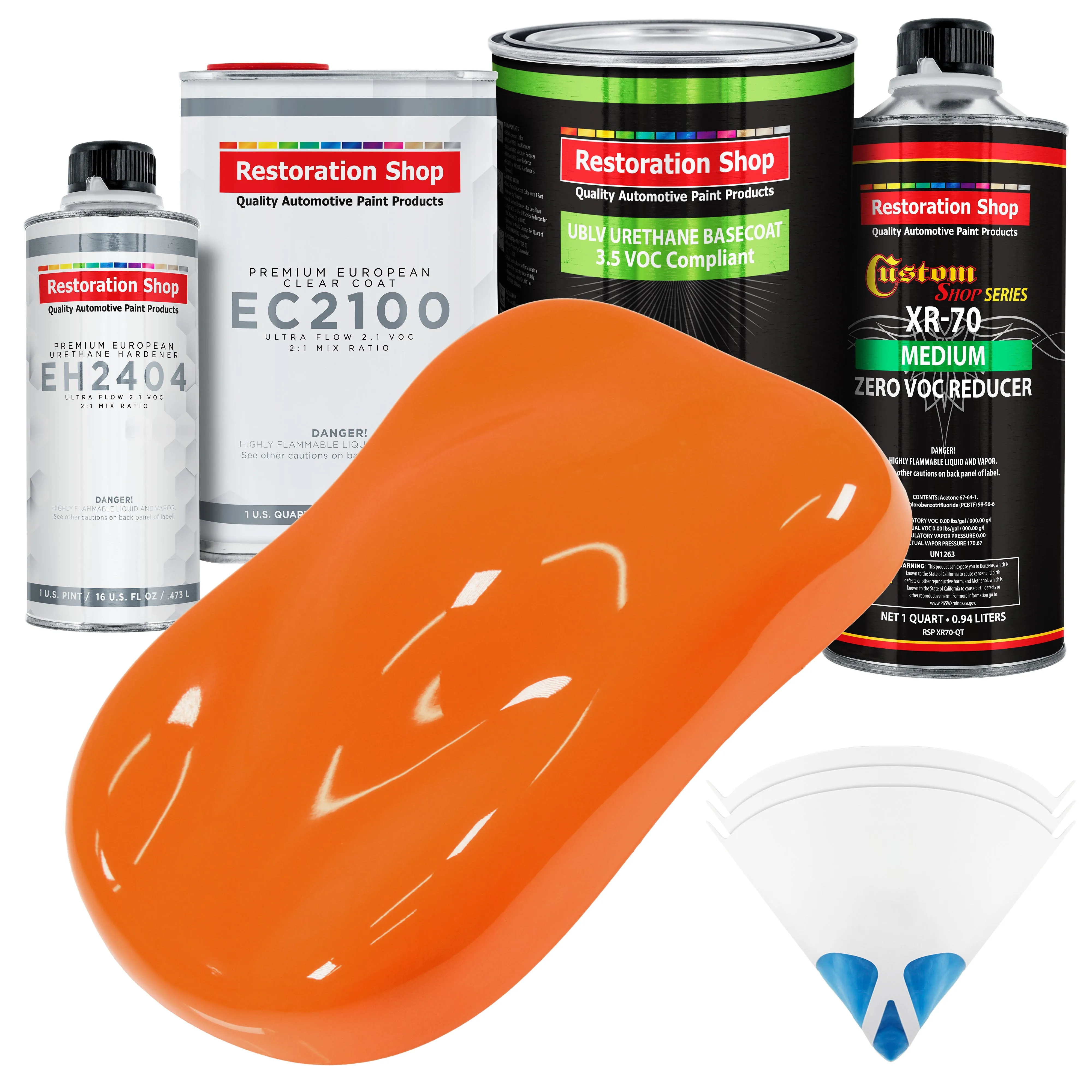 California Orange - LOW VOC Urethane Basecoat with European Clearcoat Auto Paint - Complete Quart Paint Color Kit - Automotive Coating