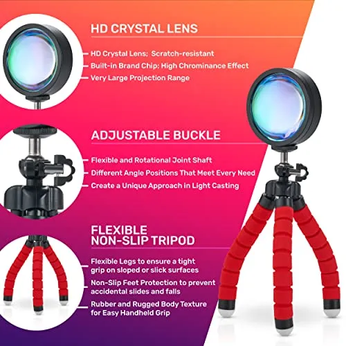 C&Berg Sunset Lamp LED Rainbow Projection 360° Rotation USB App Control Blue