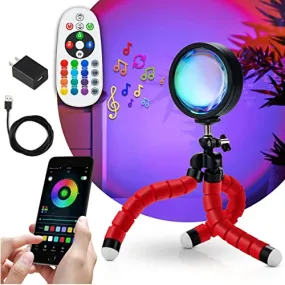 C&Berg Sunset Lamp LED Rainbow Projection 360° Rotation USB App Control Blue