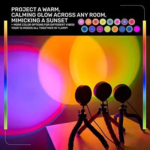 C&Berg Sunset Lamp LED Rainbow Projection 360° Rotation USB App Control Blue
