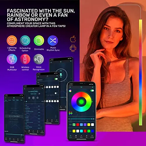 C&Berg Sunset Lamp LED Rainbow Projection 360° Rotation USB App Control Blue