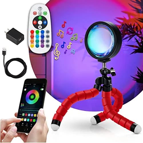 C&Berg Sunset Lamp LED Rainbow Projection 360° Rotation USB App Control Blue