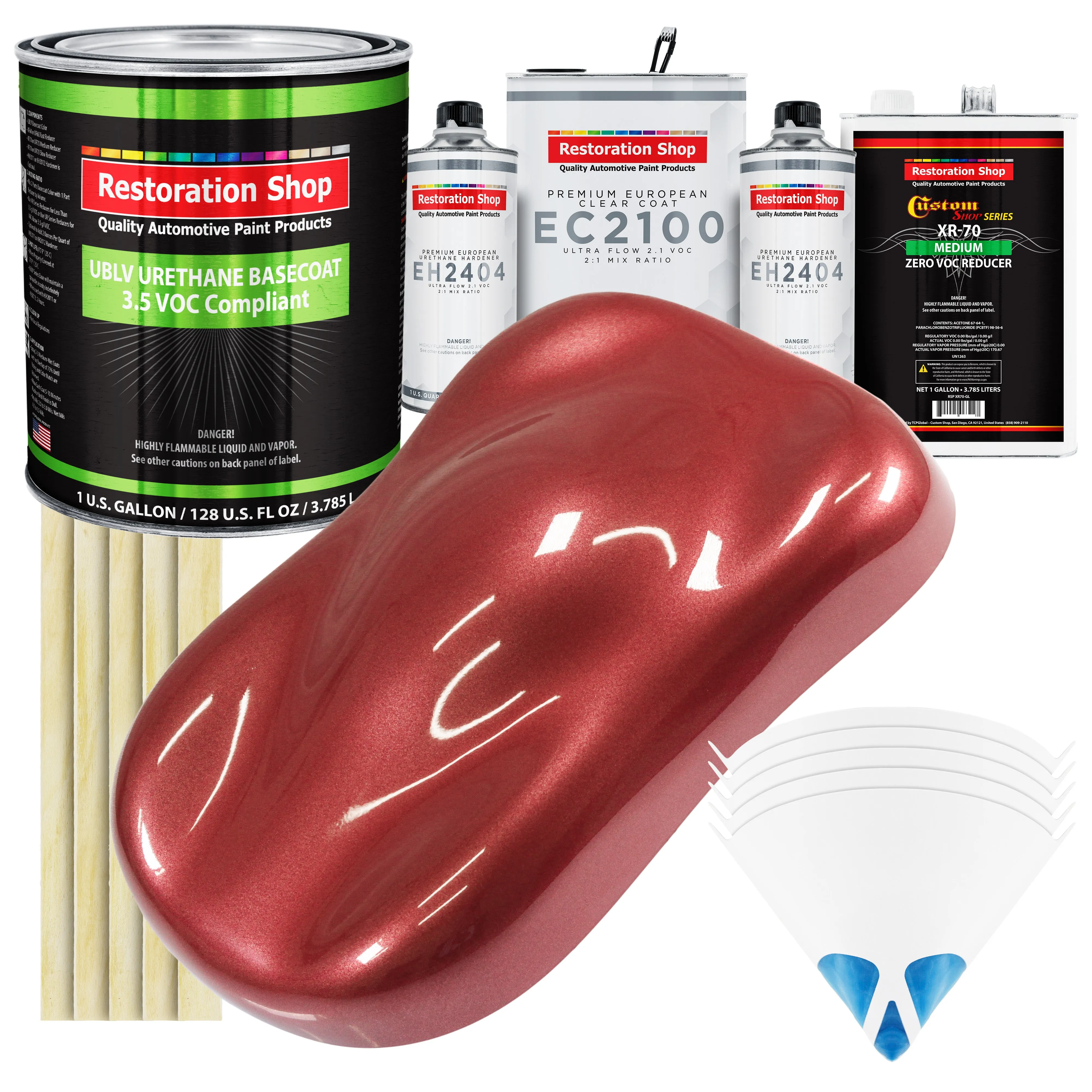 Candy Apple Red Metallic - LOW VOC Urethane Basecoat with European Clearcoat Auto Paint - Complete Gallon Paint Color Kit - Automotive Coating