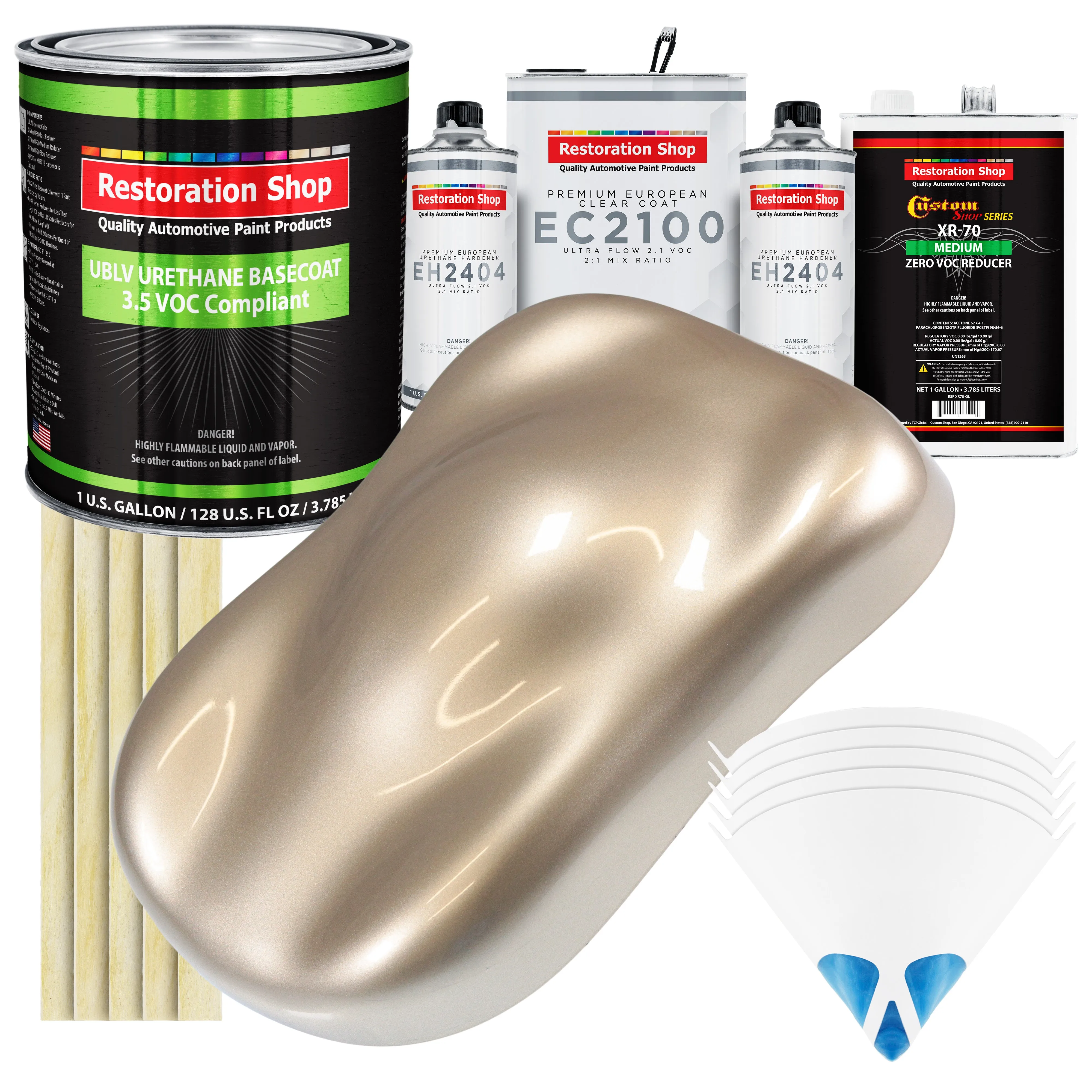 Cashmere Gold Metallic - LOW VOC Urethane Basecoat with European Clearcoat Auto Paint - Complete Gallon Paint Color Kit - Automotive Coating