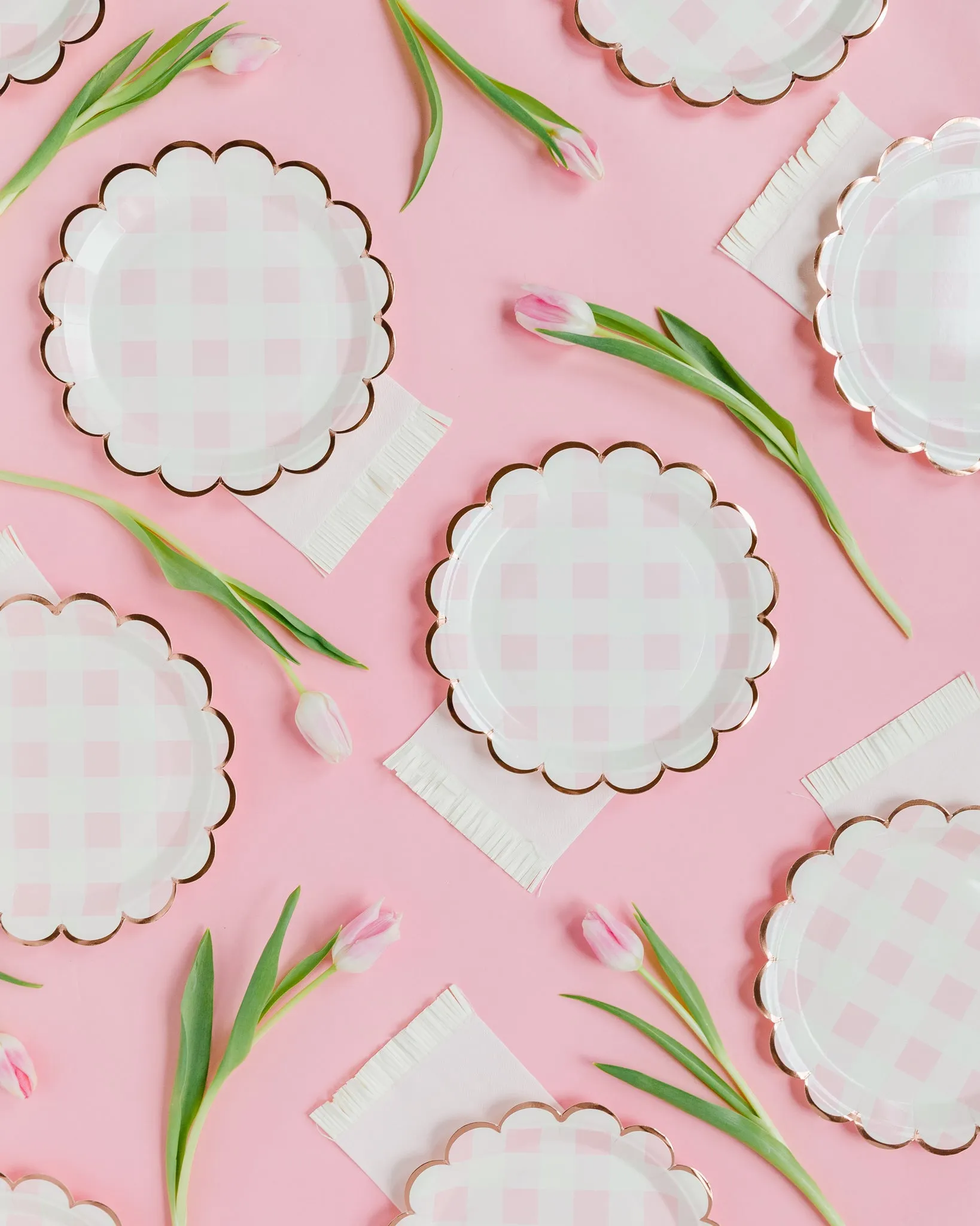 CBC740 - Cake By Courtney Pink Buffalo Scalloped 9" Plates