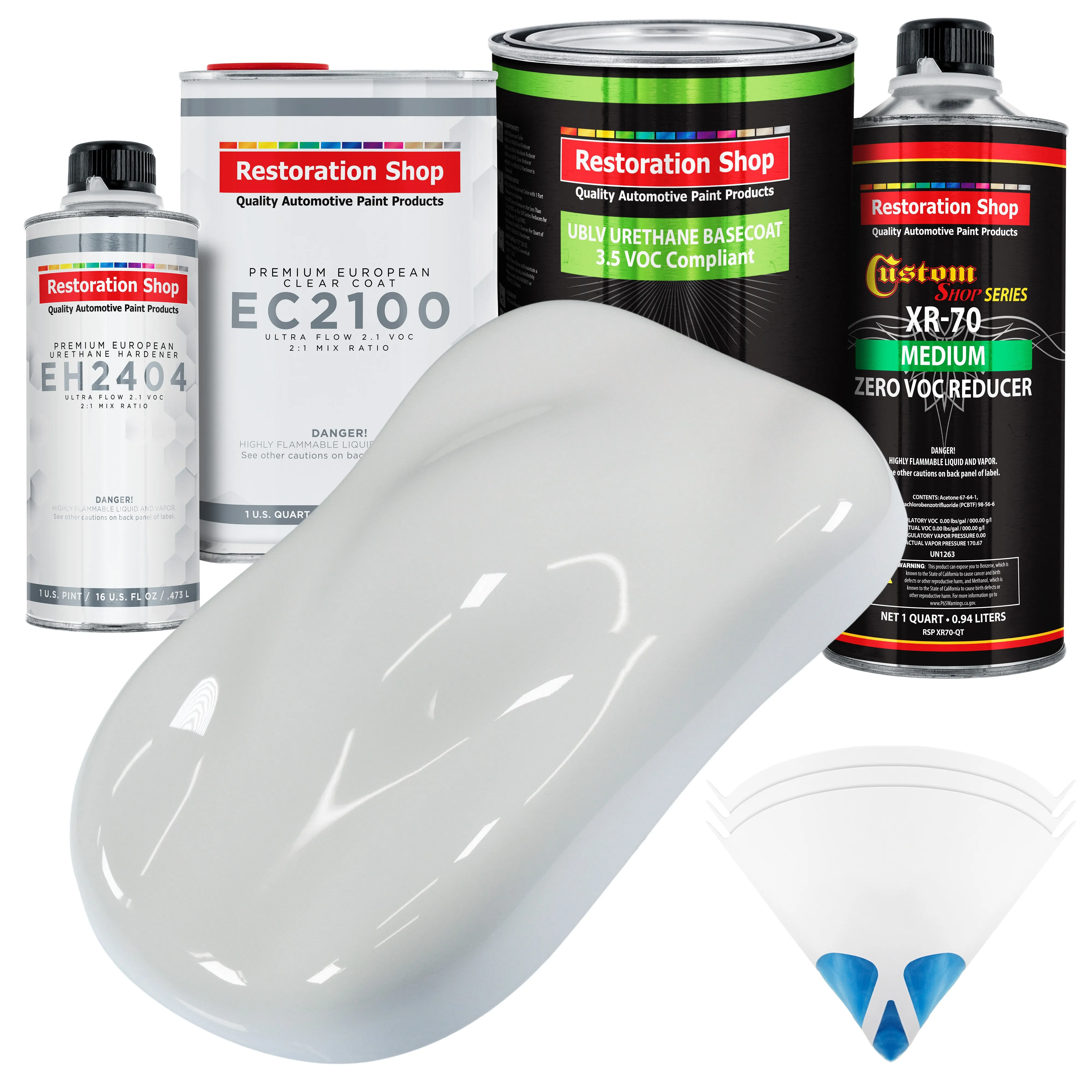 Championship White - LOW VOC Urethane Basecoat with European Clearcoat Auto Paint - Complete Quart Paint Color Kit - Automotive Coating