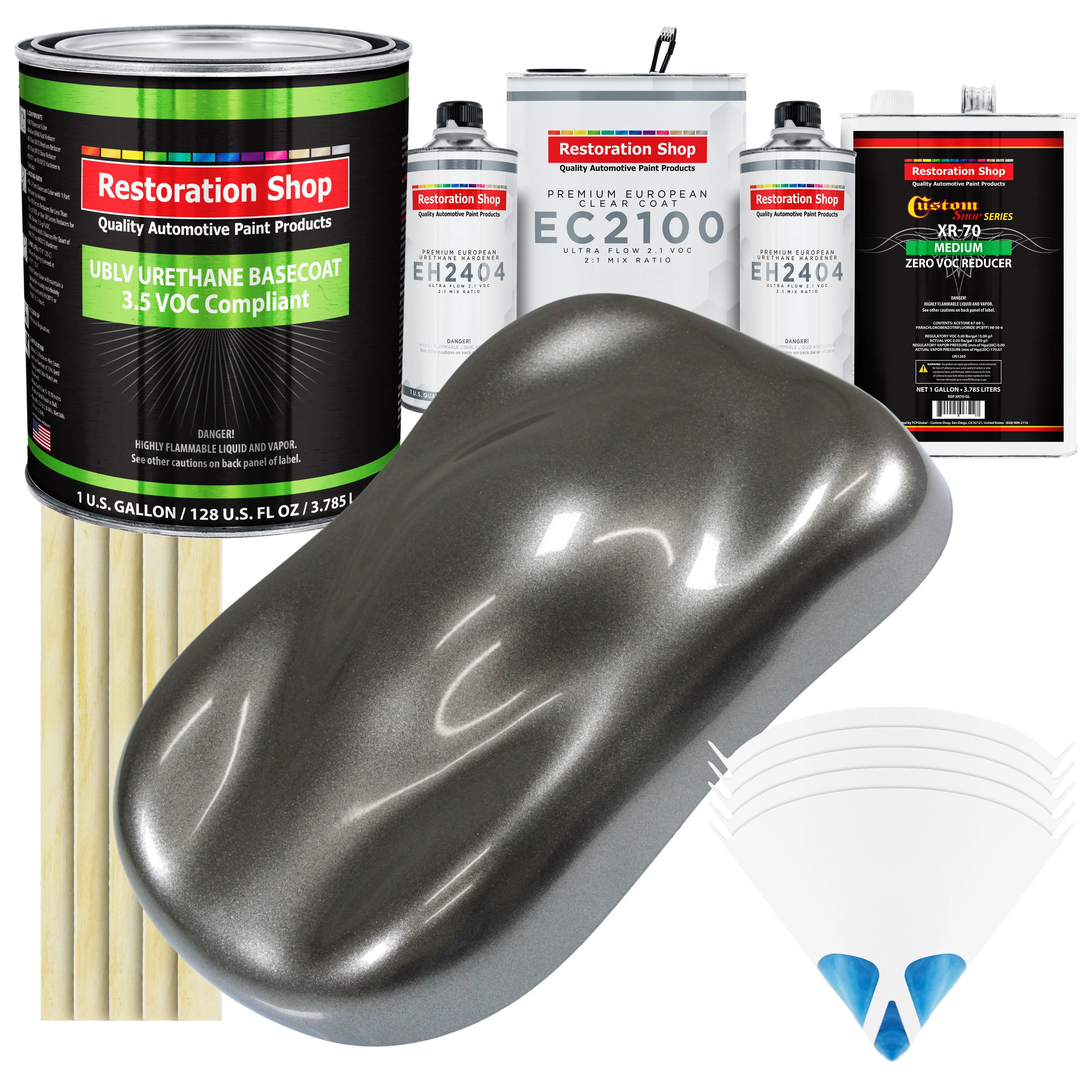 Charcoal Gray Firemist - LOW VOC Urethane Basecoat with European Clearcoat Auto Paint - Complete Gallon Paint Color Kit - Automotive Coating