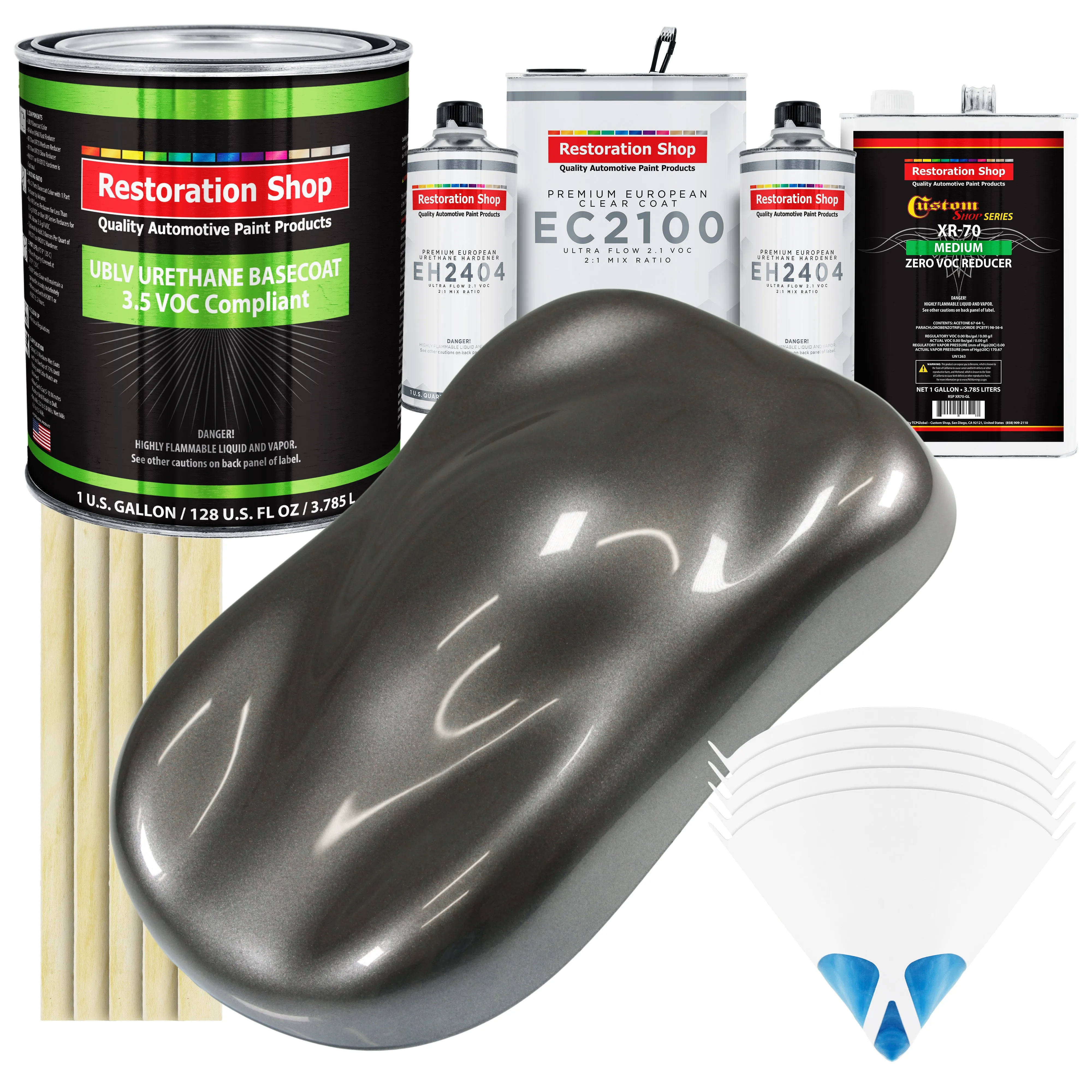Chop Top Silver Metallic - LOW VOC Urethane Basecoat with European Clearcoat Auto Paint - Complete Gallon Paint Color Kit - Automotive Coating