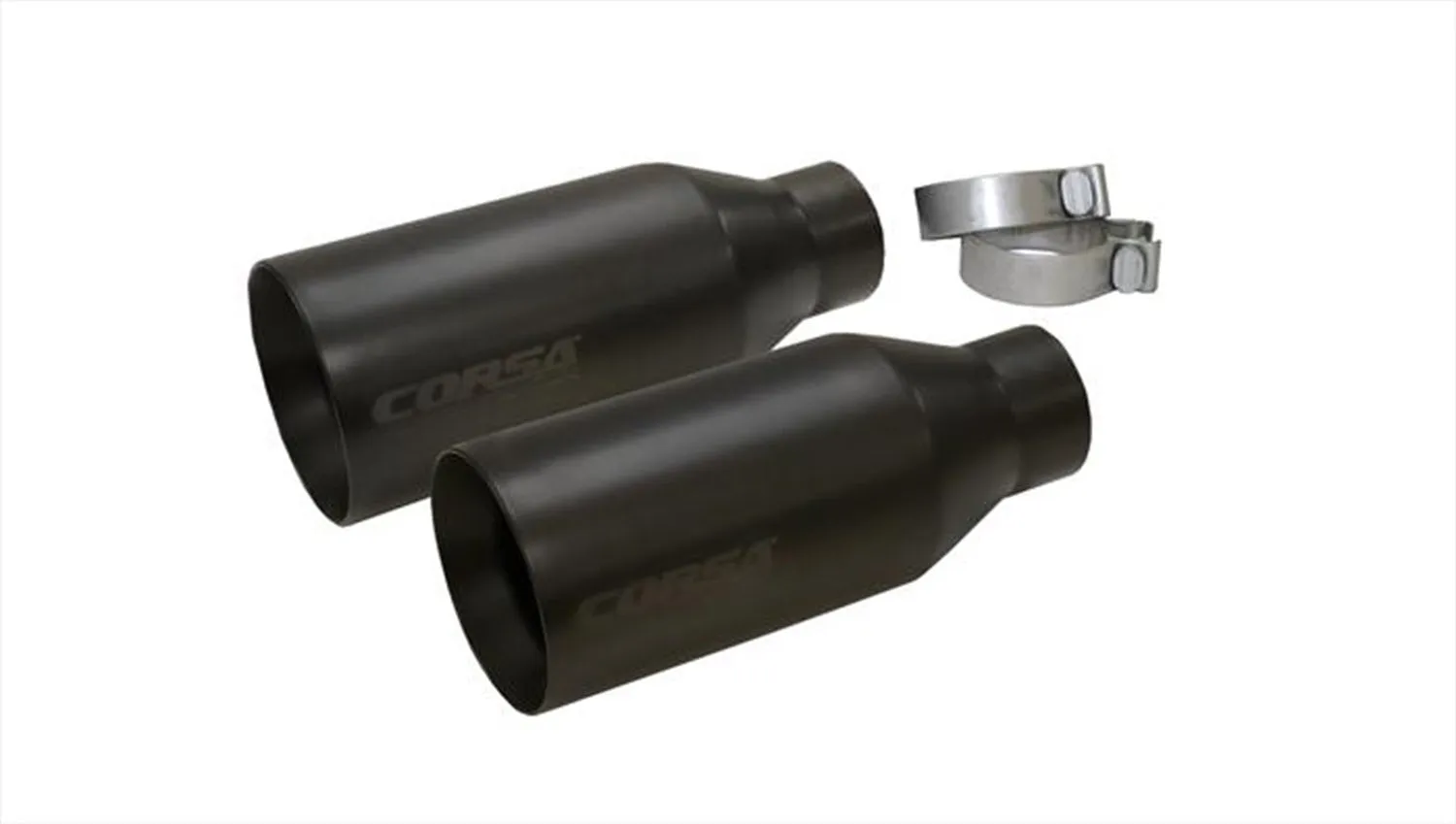 Corsa Performance 14051BPC Two Single 5 Inch Matte Black Pro-Series Tips Clamps Included Stainless Steel Corsa Performance