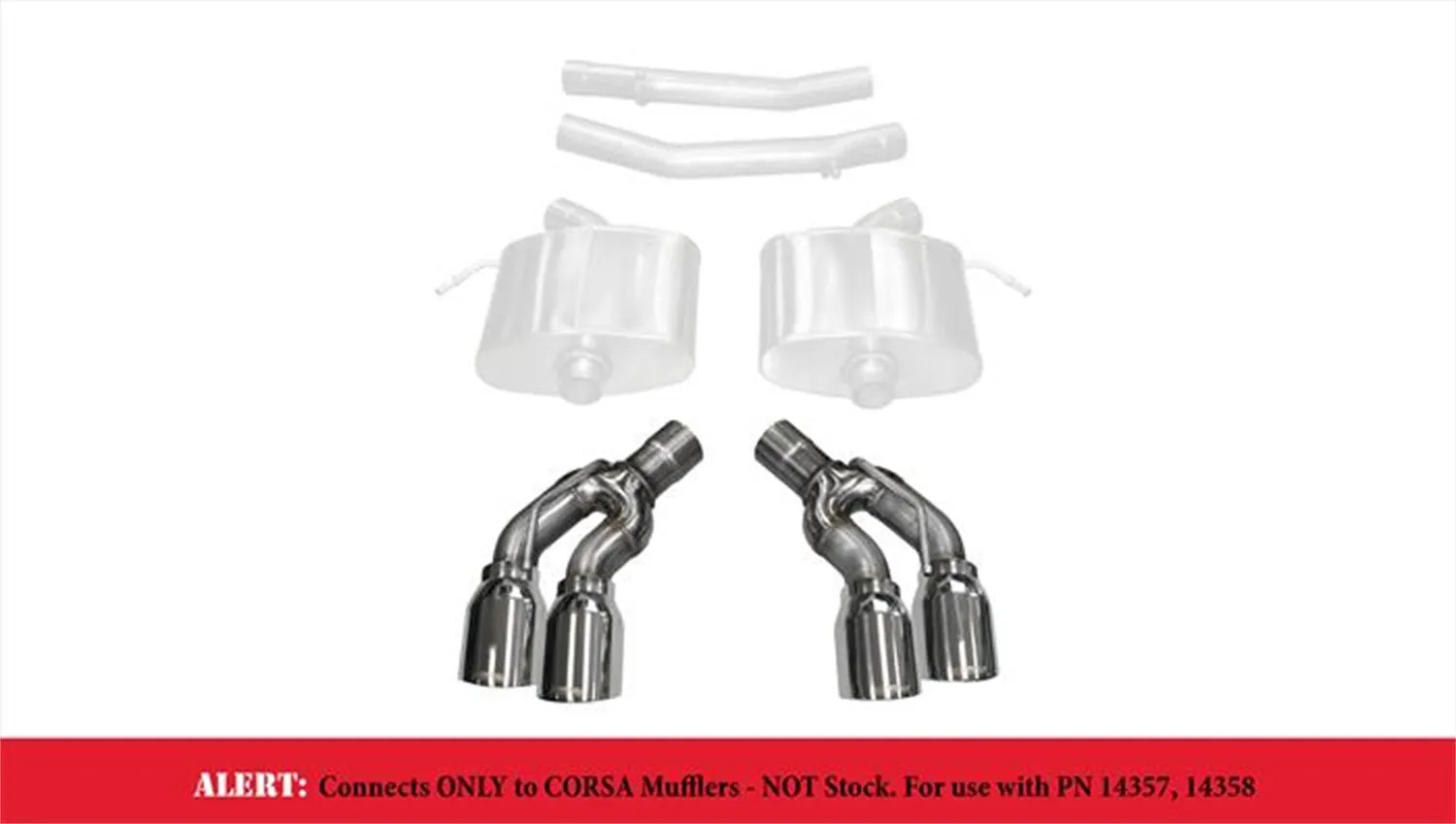 Corsa Performance 14359 Two Twin 4.0 Inch Polished Tips Clamps Included Dual Rear Exit For Corsa Cadillac CTS-V Exhaust Only Stainless Steel Corsa Performance