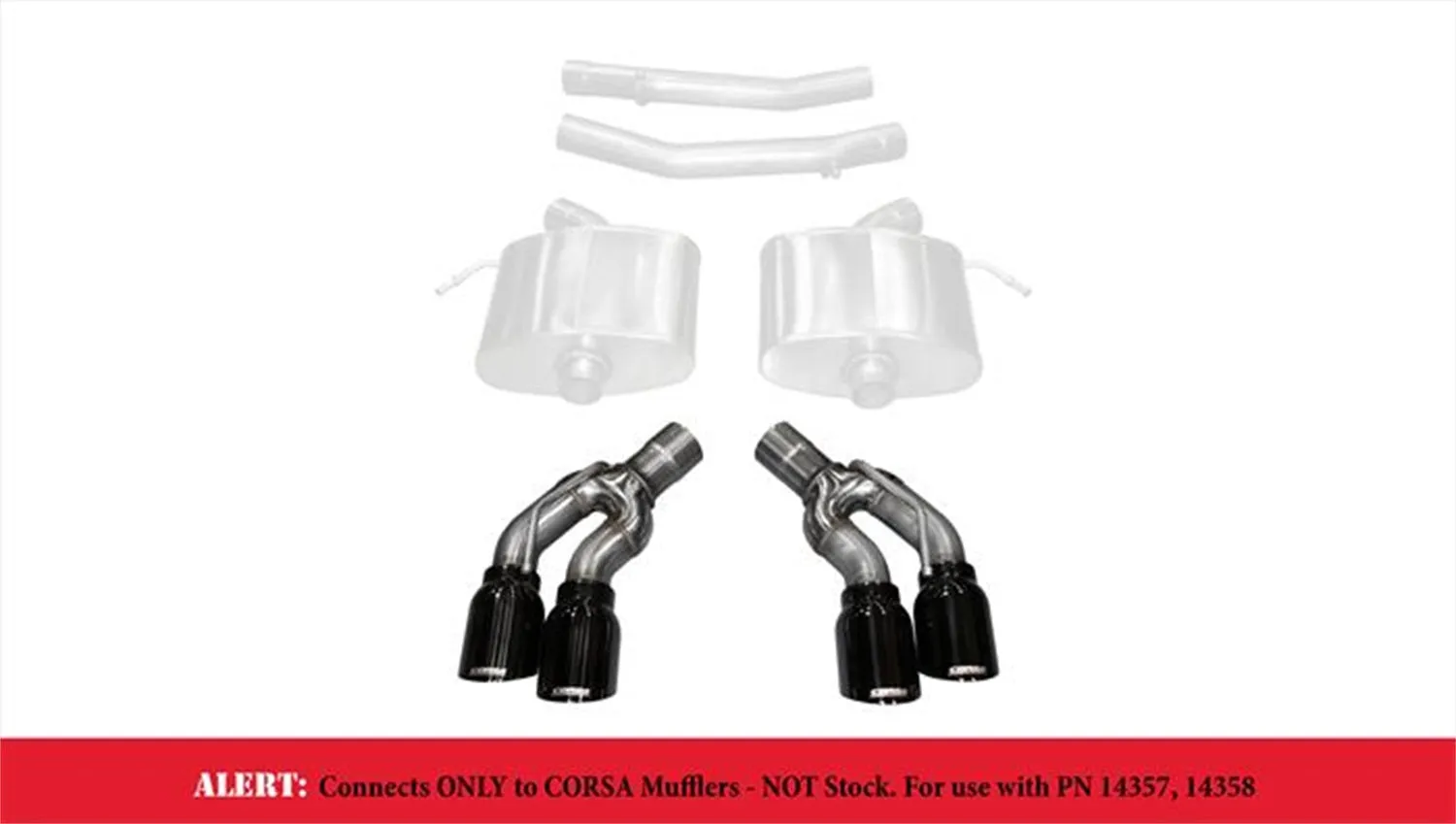 Corsa Performance 14359BLK Two Twin 4.0 Inch Black Tips Clamps Included Dual Rear Exit For Corsa Cadillac CTS-V Exhaust Only Stainless Steel Corsa Performance