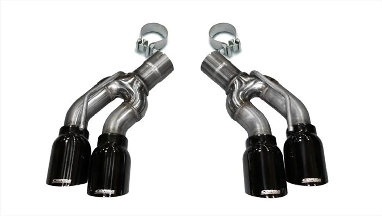 Corsa Performance 14359BLK Two Twin 4.0 Inch Black Tips Clamps Included Dual Rear Exit For Corsa Cadillac CTS-V Exhaust Only Stainless Steel Corsa Performance