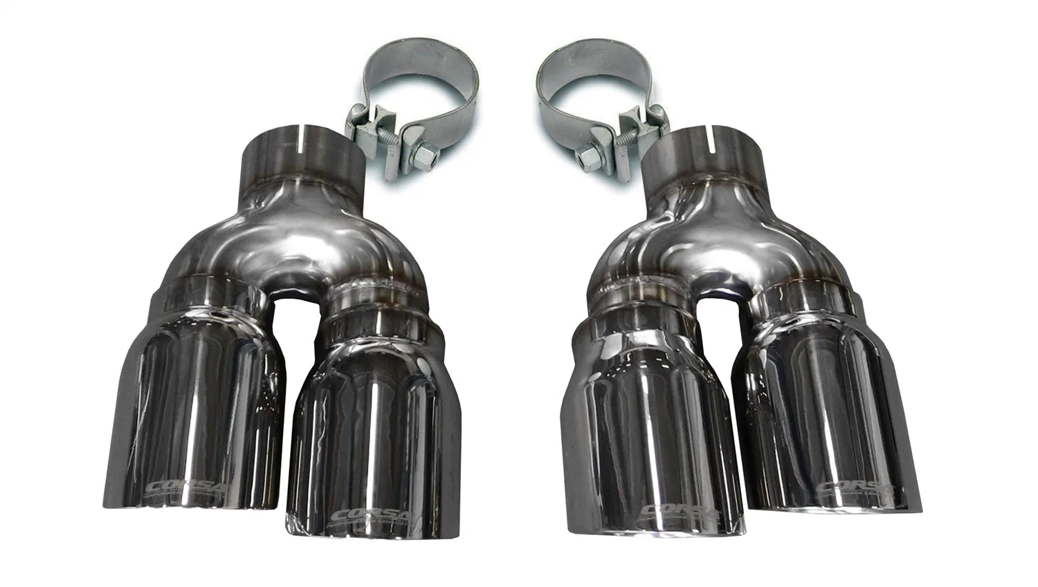 Corsa Performance 14479 Two Twin 4.0 Inch Polished Tips Clamps Included Dual Rear Exit For Corsa Cadillac ATS-V Exhaust Only Stainless Steel Corsa Performance