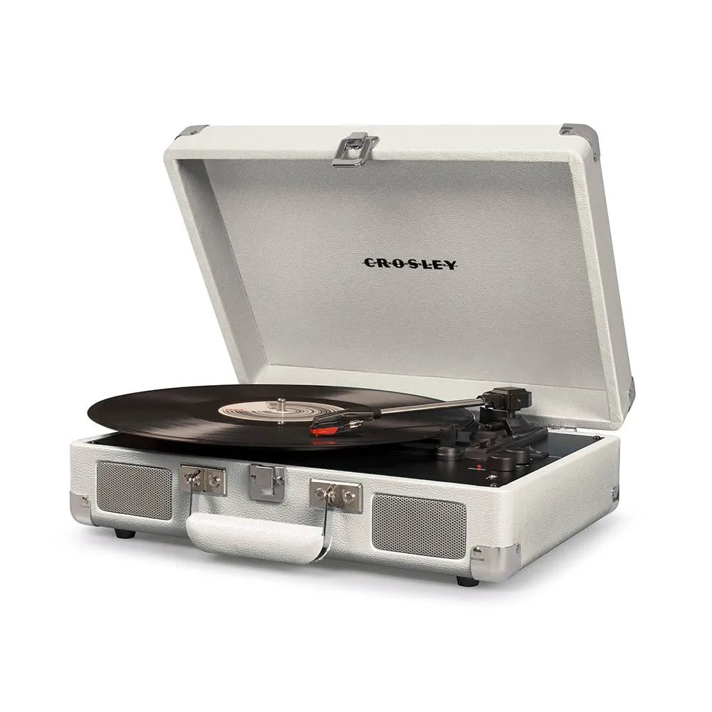 Crosley Cruiser Bluetooth Portable Turntable - White Sands   Bundled Majority D40 Bluetooth Speakers