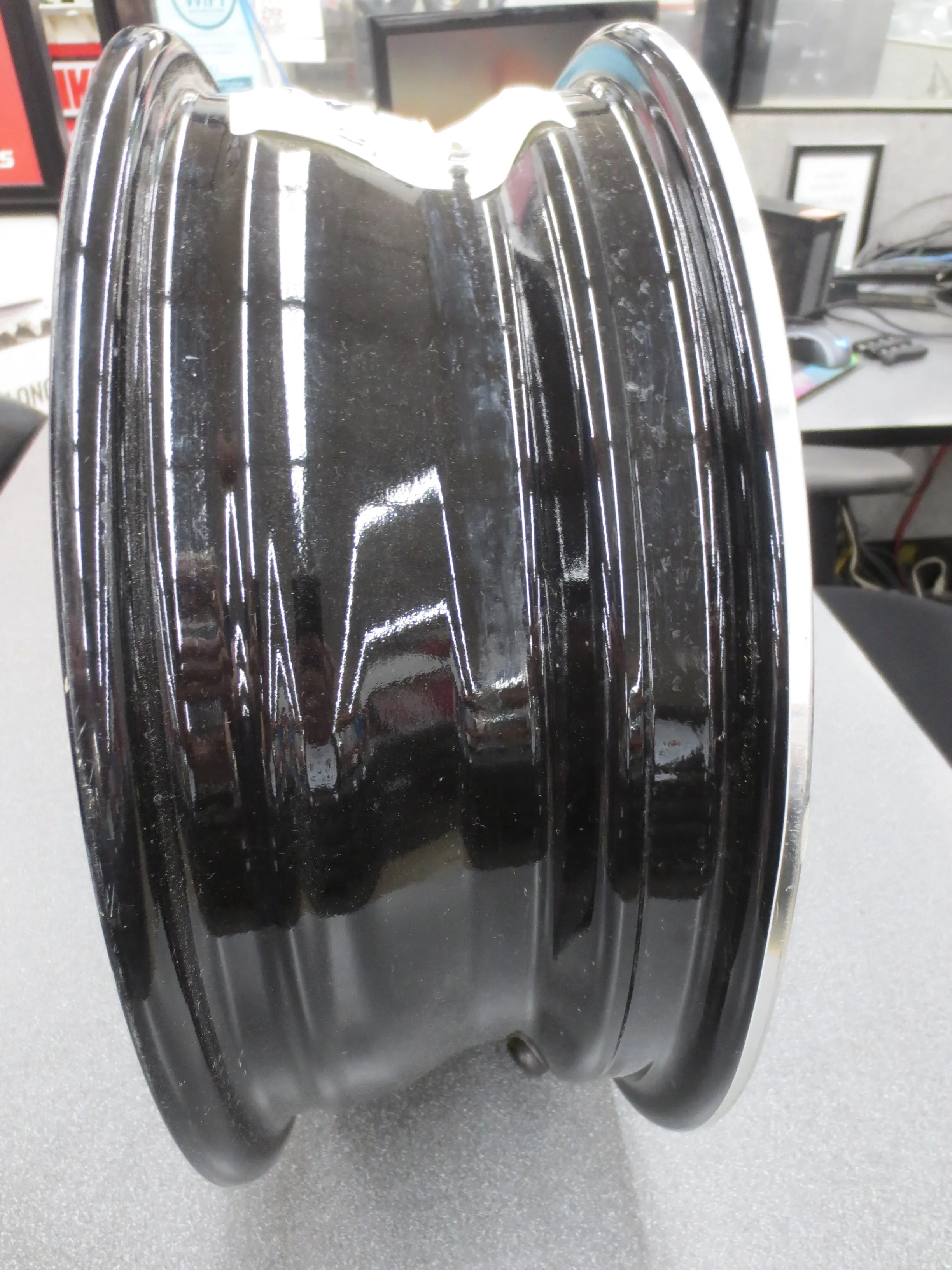 Damaged Hi-Spec S-08 Aluminum Rim 15"x5" Trailer Wheel 5 Lug 4.5 Blk Slv Lot 65B
