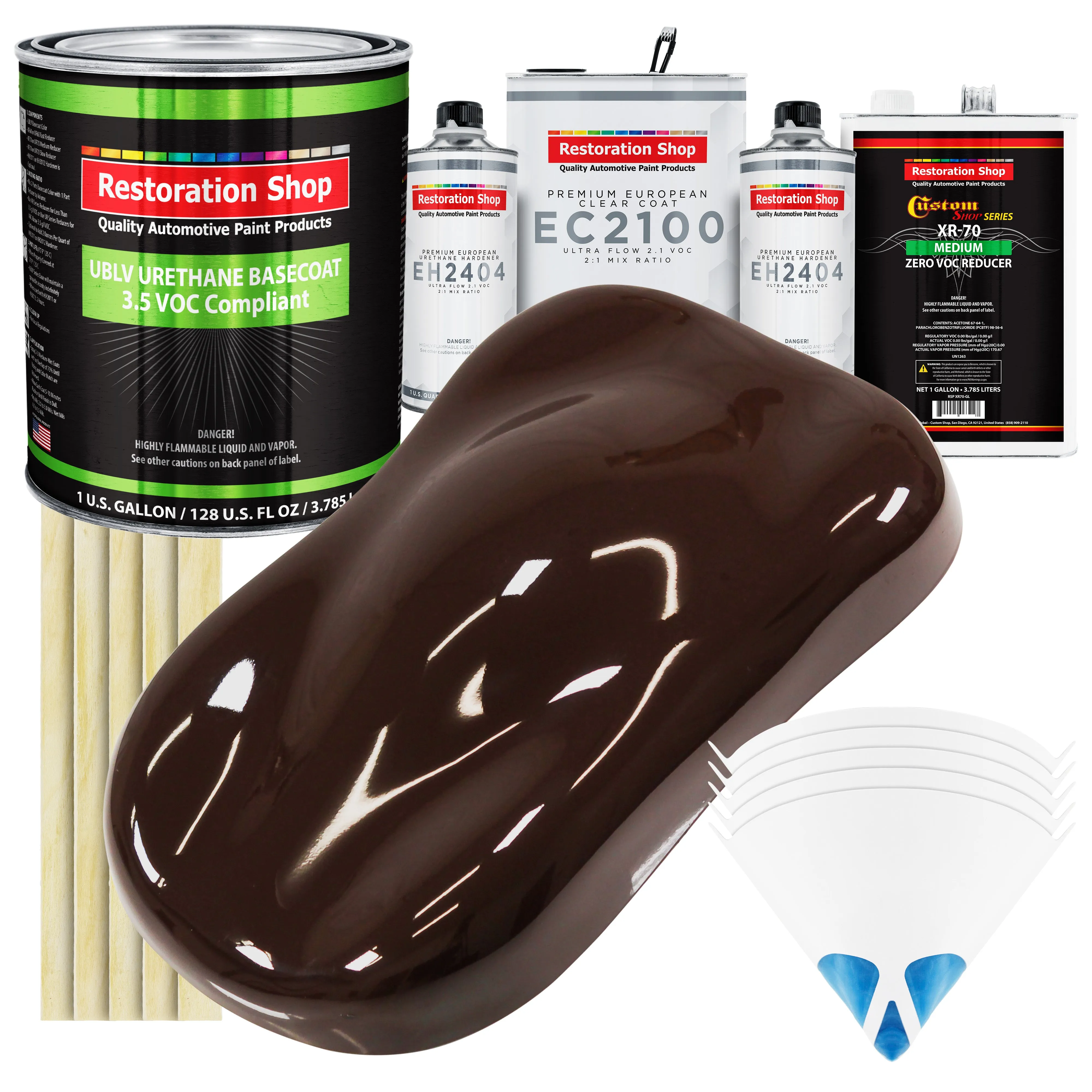Dark Brown - LOW VOC Urethane Basecoat with European Clearcoat Auto Paint - Complete Gallon Paint Color Kit - Automotive Coating