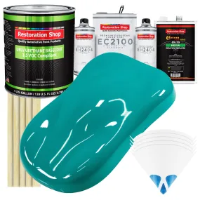 Deep Aqua - LOW VOC Urethane Basecoat with European Clearcoat Auto Paint - Complete Gallon Paint Color Kit - Automotive Coating