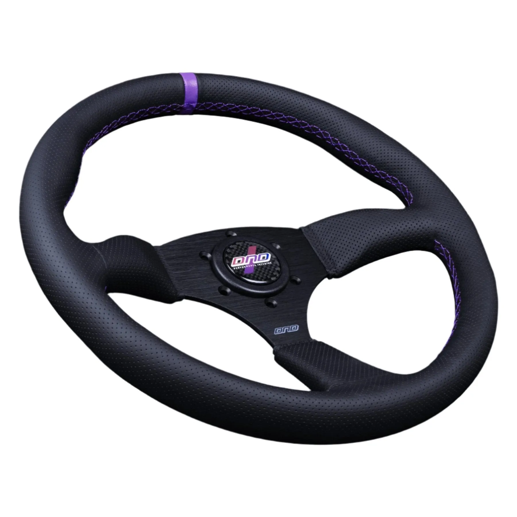 DND Alcantara Touring Steering Wheel (50mm Deep, 350mm) 6 Bolt - Perforated Leather - Grey / Purple / Red Stitch