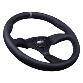 DND Alcantara Touring Steering Wheel (50mm Deep, 350mm) 6 Bolt - Perforated Leather - Grey / Purple / Red Stitch