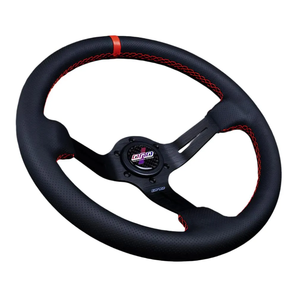 DND Full Color Alcantara Race Steering Wheel (75mm Deep, 350mm) 6 Bolt - Perforated Leather