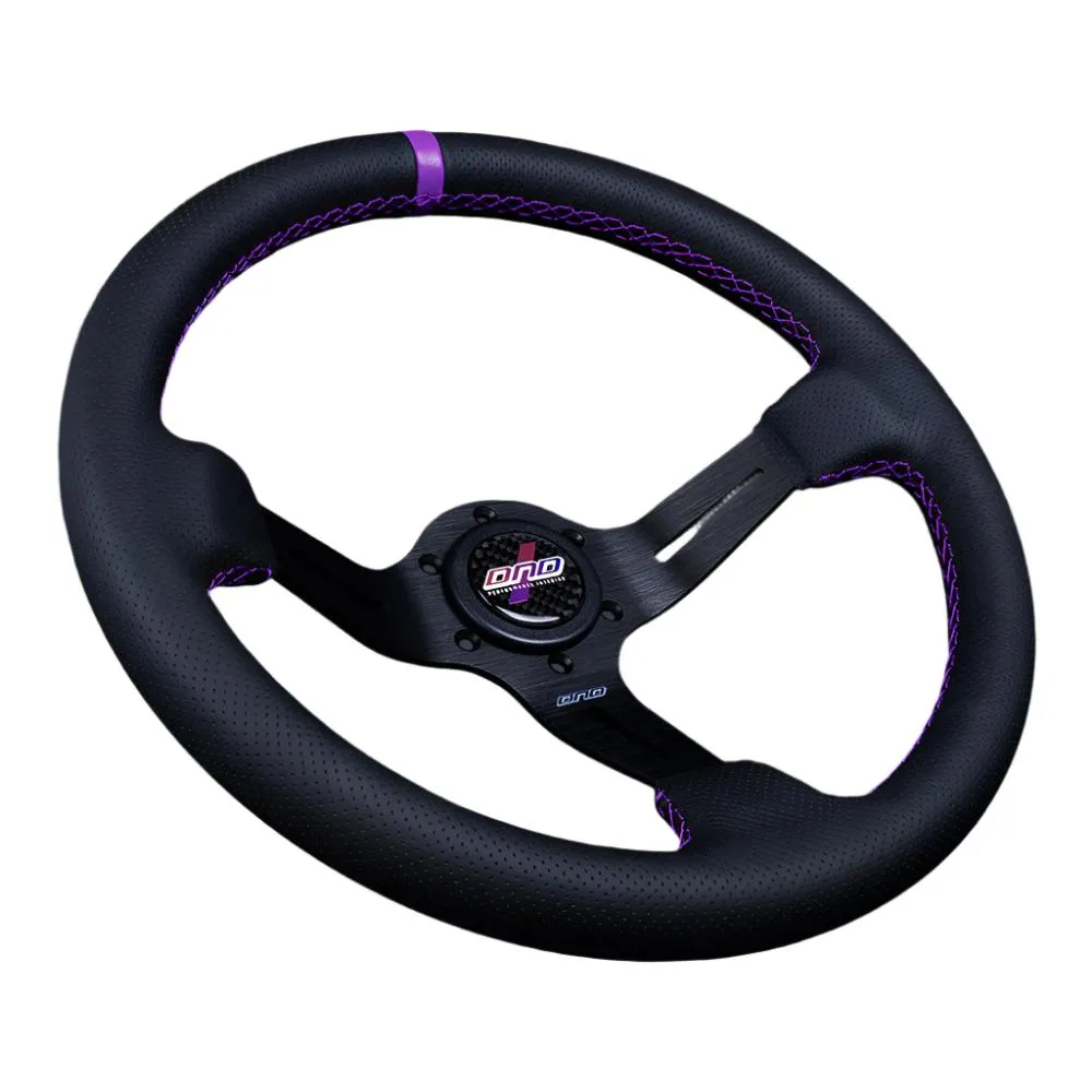 DND Full Color Alcantara Race Steering Wheel (75mm Deep, 350mm) 6 Bolt - Perforated Leather