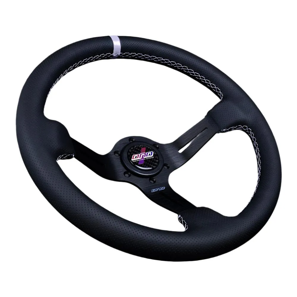 DND Full Color Alcantara Race Steering Wheel (75mm Deep, 350mm) 6 Bolt - Perforated Leather