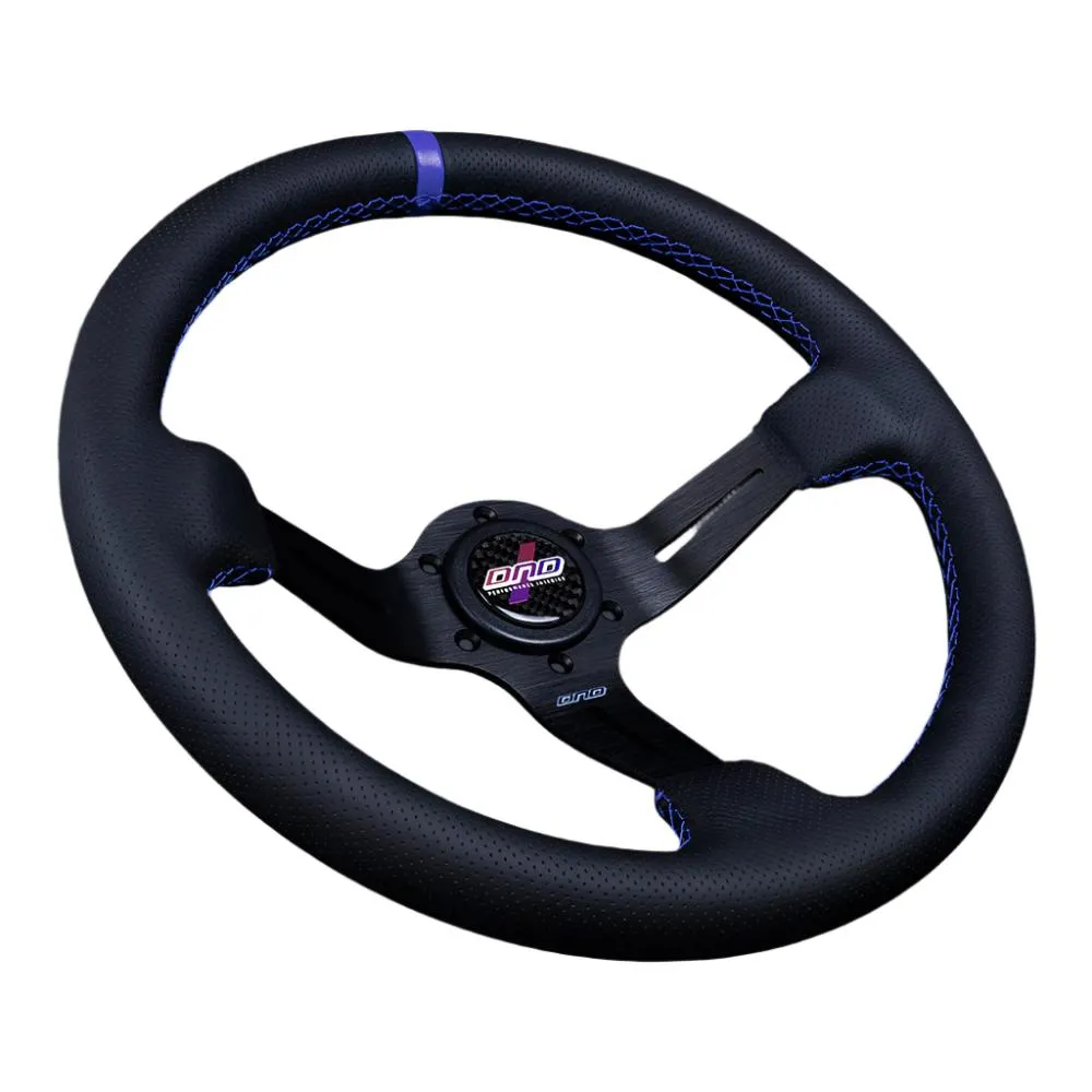 DND Full Color Alcantara Race Steering Wheel (75mm Deep, 350mm) 6 Bolt - Perforated Leather