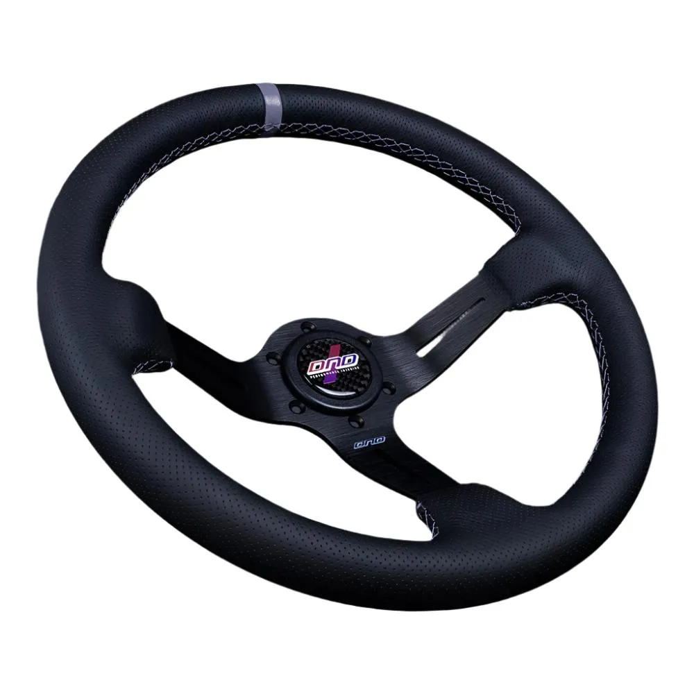 DND Full Color Alcantara Race Steering Wheel (75mm Deep, 350mm) 6 Bolt - Perforated Leather