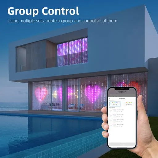 ENERJ Smart Curtain Fairy Lights 2x2 Meters of 400 LEDs, Remote Included, APP & Voice Controlled , Perfect for Bedrooms, Parties and Home Decor.
