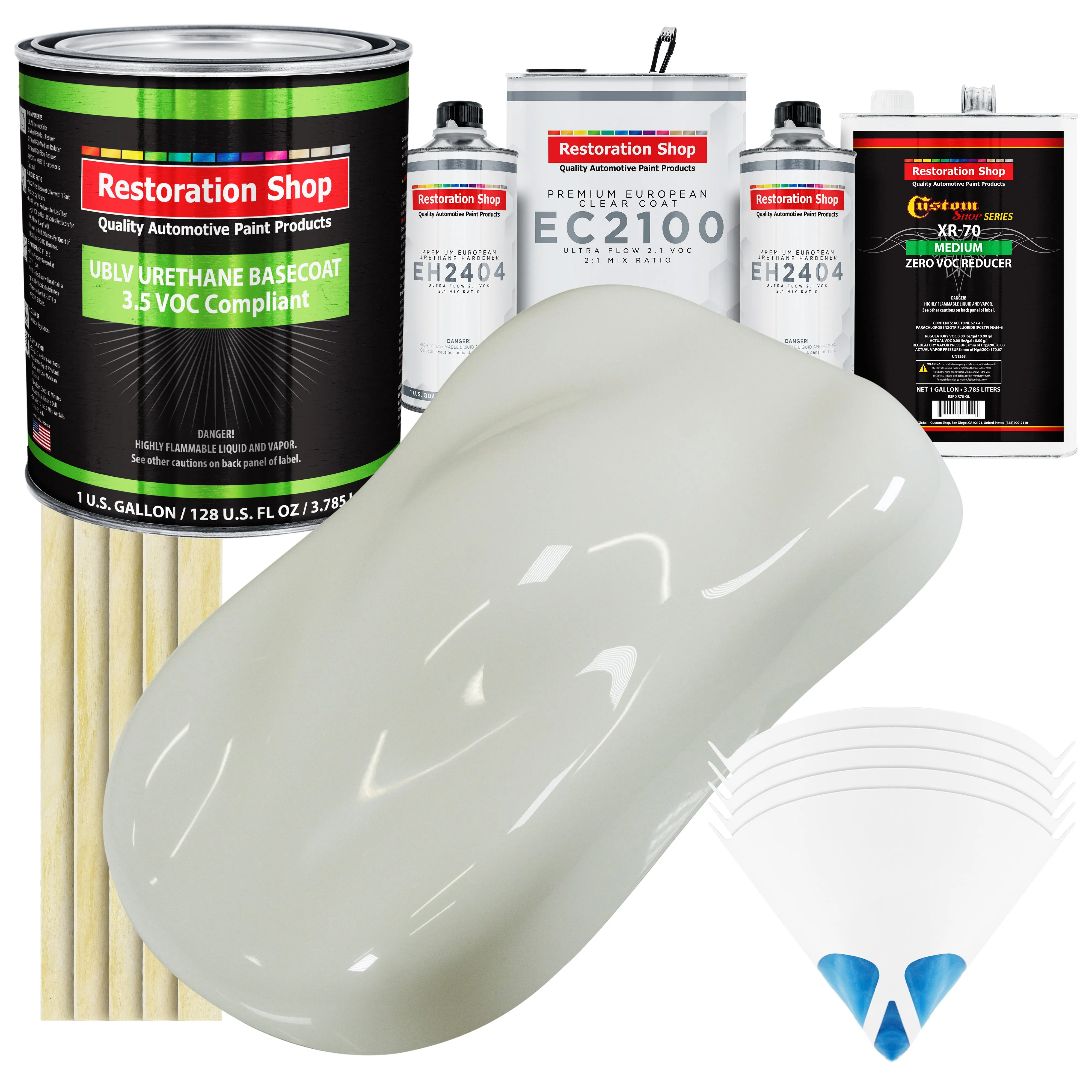 Ermine White - LOW VOC Urethane Basecoat with European Clearcoat Auto Paint - Complete Gallon Paint Color Kit - Automotive Coating