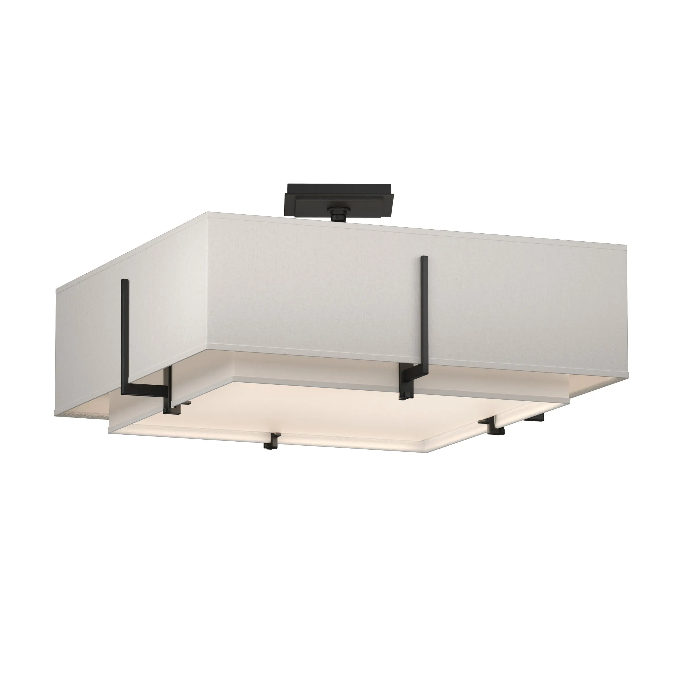 Exos Square Double Shade Semi-Flush Mount