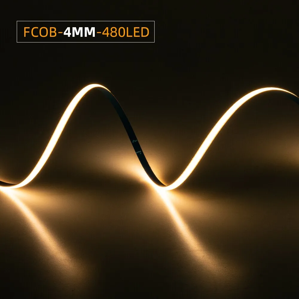 FCOB COB FOB LED Light Strip 480LEDs 4mm High Density Light Linear Ribbon 3000K 4000K 6000K Dimmable 12V 24V
