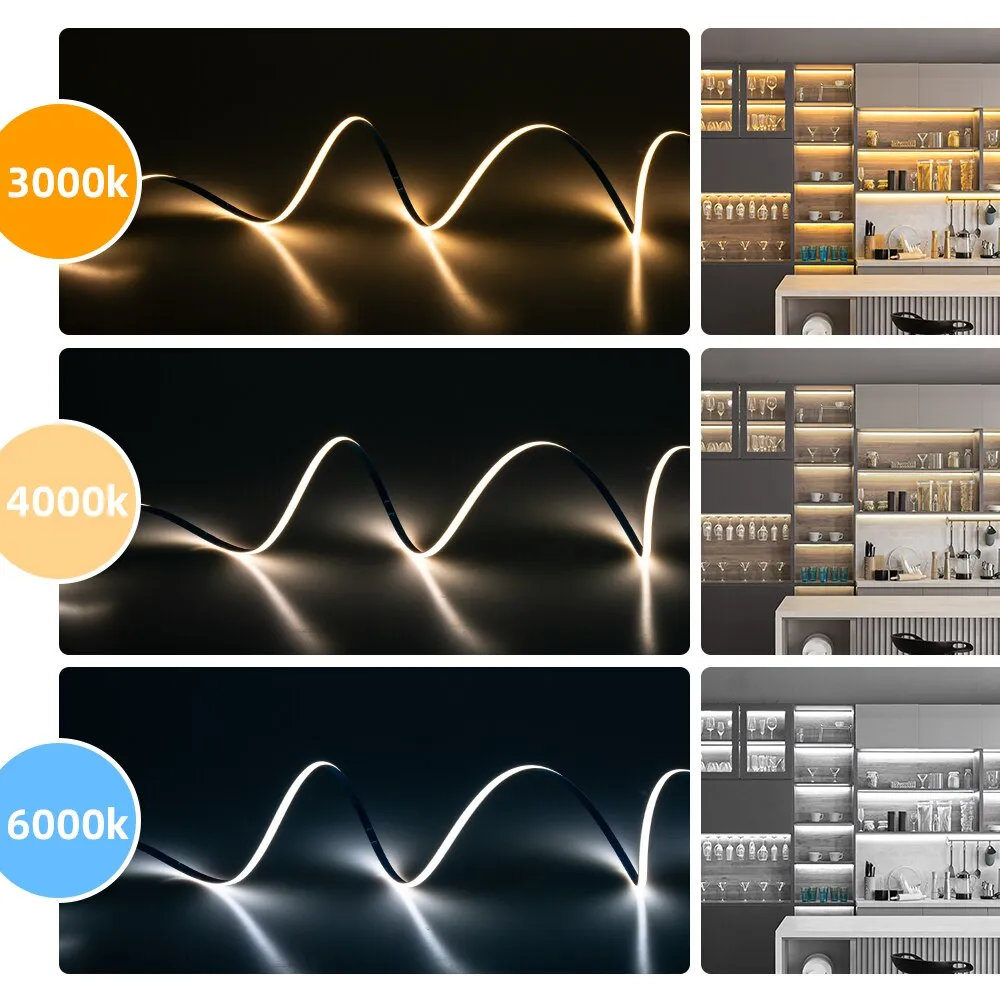 FCOB COB FOB LED Light Strip 480LEDs 4mm High Density Light Linear Ribbon 3000K 4000K 6000K Dimmable 12V 24V