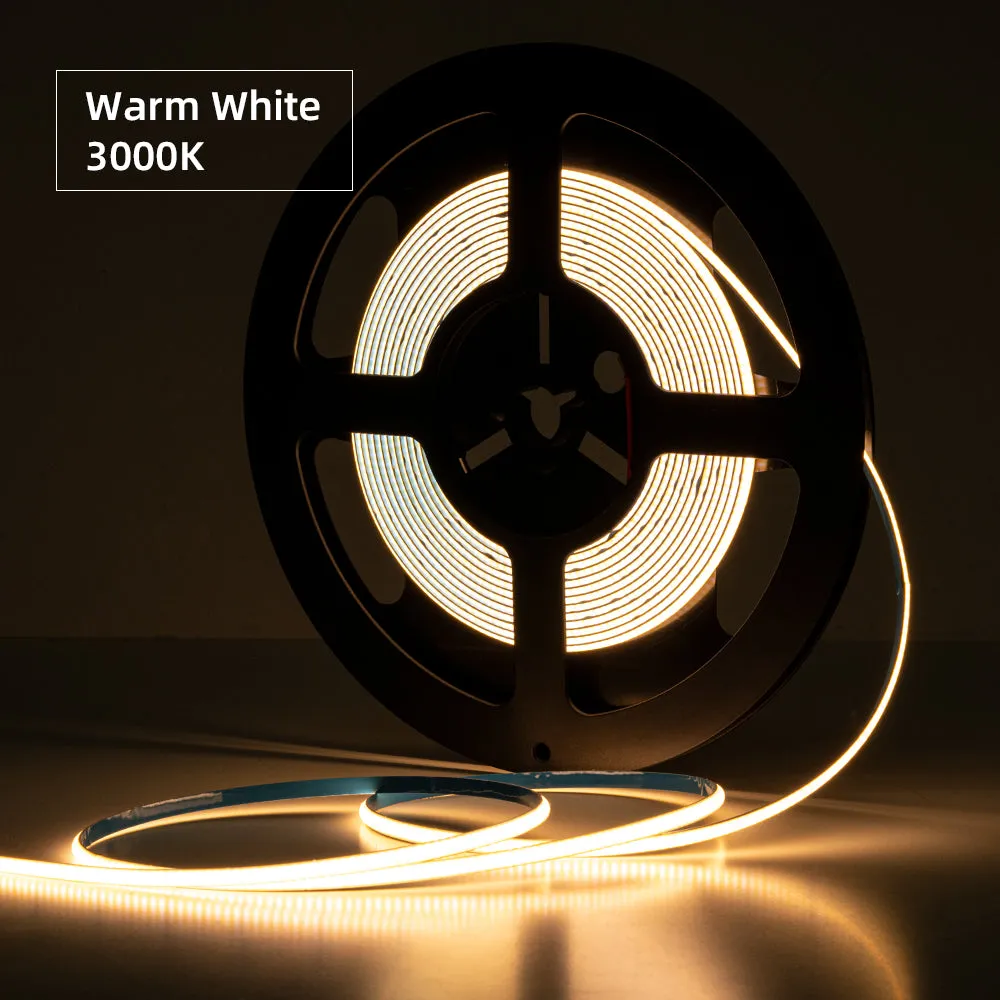 FCOB COB FOB LED Light Strip 480LEDs 4mm High Density Light Linear Ribbon 3000K 4000K 6000K Dimmable 12V 24V