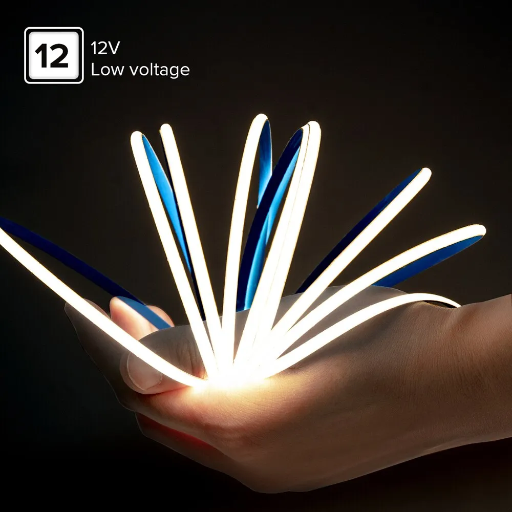 FCOB COB FOB LED Strip 9 Colors 480LEDs 5mm 8mm DC12V 5m Linear Flexible High Density Ribbon Dimmable UL CE