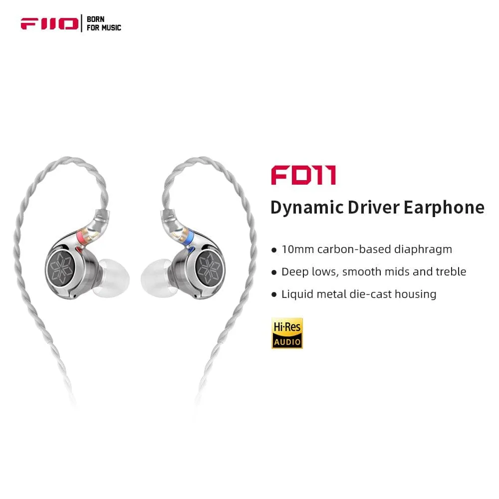 FiiO FD11 10mm Dynamic Driver In-Ear Monitors With 0.78mm Detachable Cable
