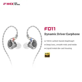 FiiO FD11 10mm Dynamic Driver In-Ear Monitors With 0.78mm Detachable Cable