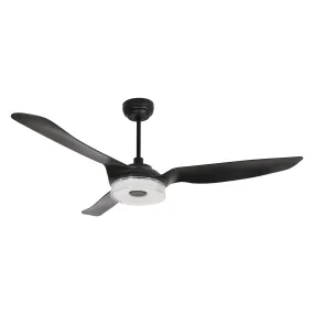 FLETCHER 56 inch 3-Blade Smart Ceiling Fan with LED Light Kit & Remote - Black/Black