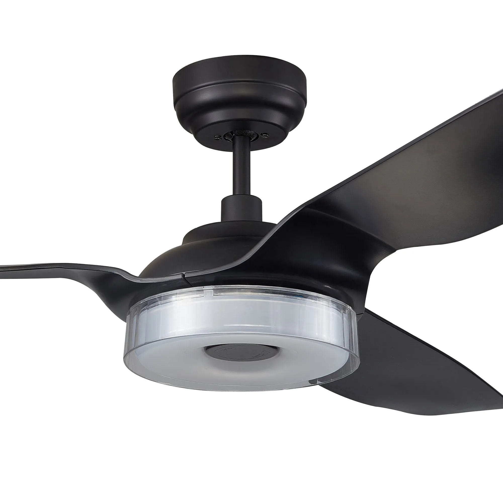 FLETCHER 56 inch 3-Blade Smart Ceiling Fan with LED Light Kit & Remote - Black/Black
