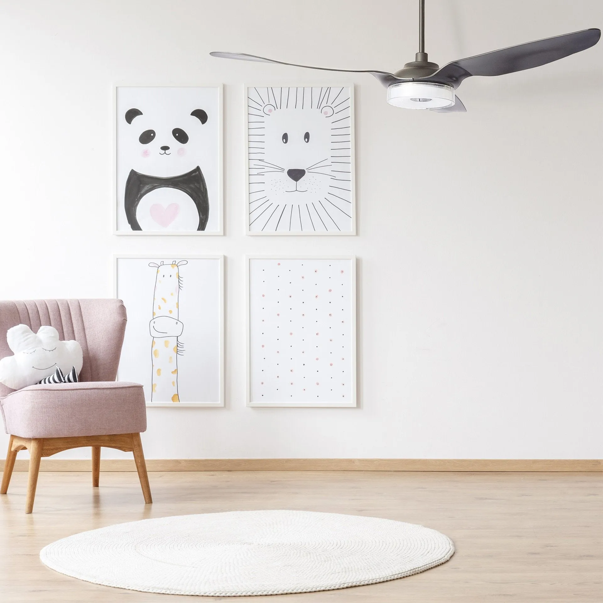 FLETCHER 56 inch 3-Blade Smart Ceiling Fan with LED Light Kit & Remote - Black/Black